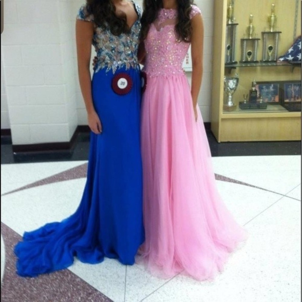 Angela & Alison Pink Ballgown Formal Dress